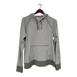 Kuhl Women's Striped Hooded Pullover in Olive and White